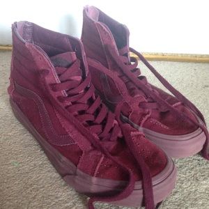 Maroon/Dark Red High Top Vans Sneakers Men's 9